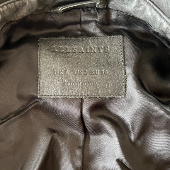 All Saints Leather Cargo Biker Jacket US 2 - Picture 9 of 16
